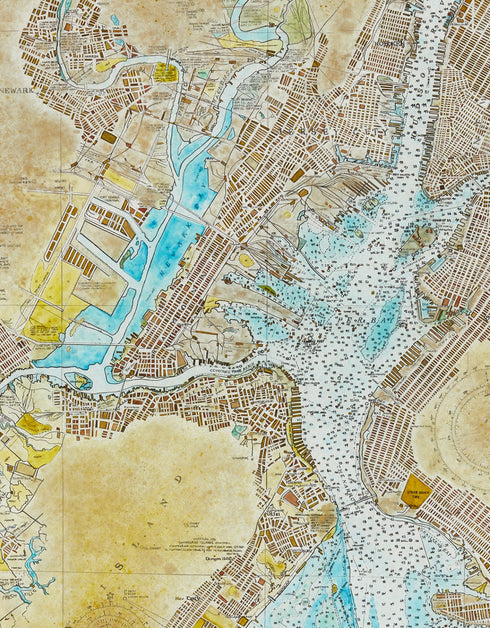 New York Harbor Nautical Chart | Framed Giclee Print on Canvas